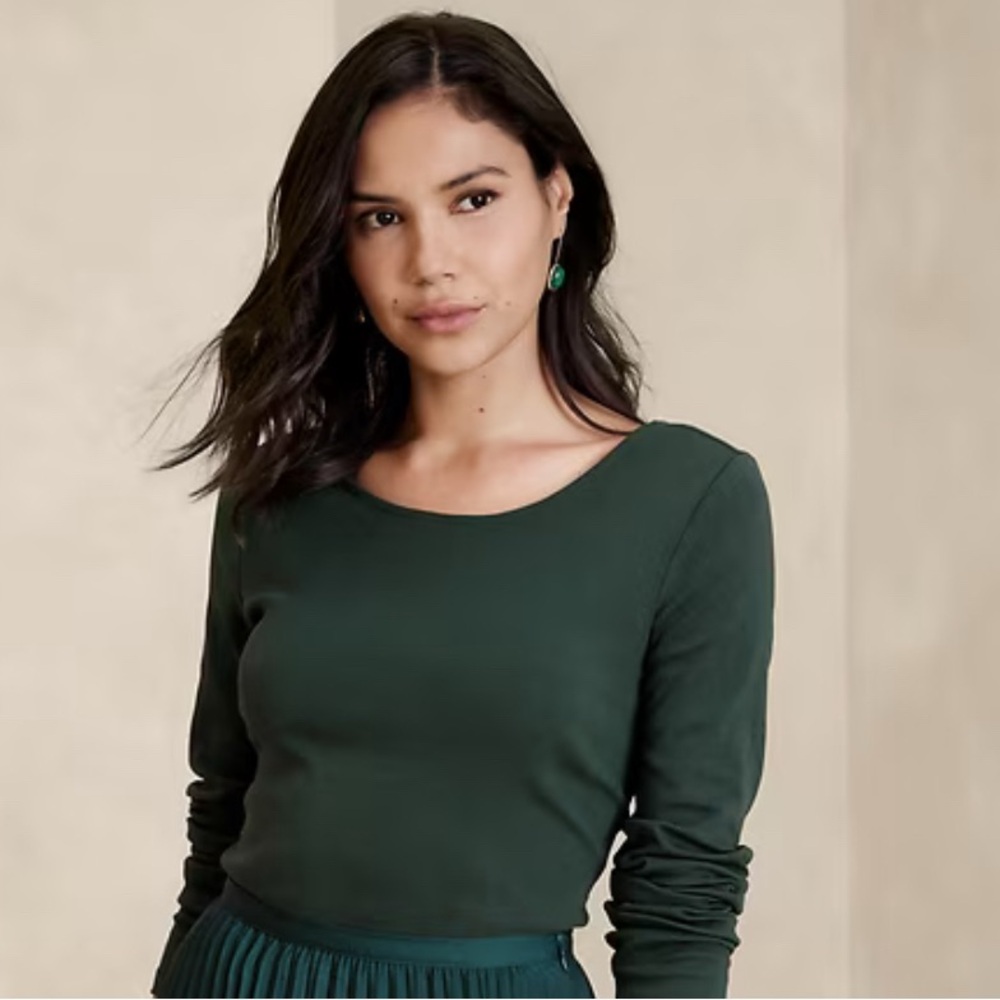 Banana Republic Factory Dark Green Long Sleeve Top size large